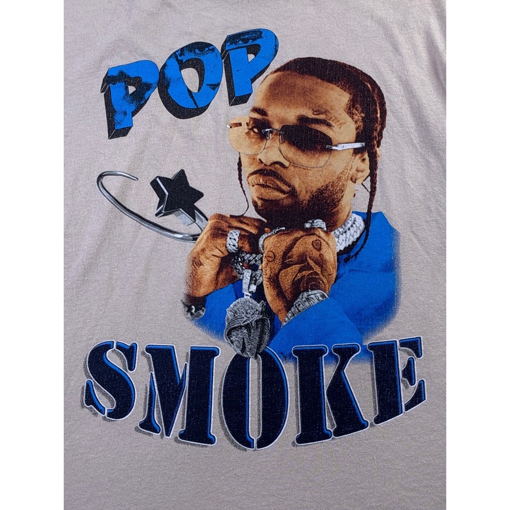 Pop Smoke Rap Tee Mens Large Shoot For The Stars Aim For The Moon T Shirt